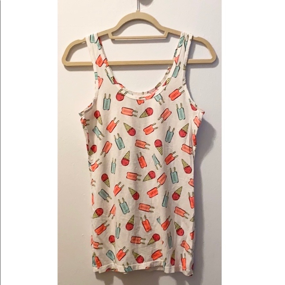 No Boundaries White Patterned Tank Top